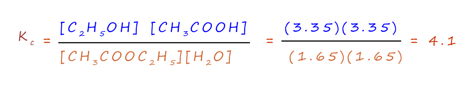 Expression or equation to calculate the value of the equilibrium constant.